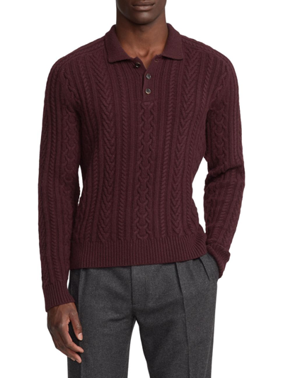 Ralph Lauren Purple Label Men's Cashmere Polo Sweater In Burgundy
