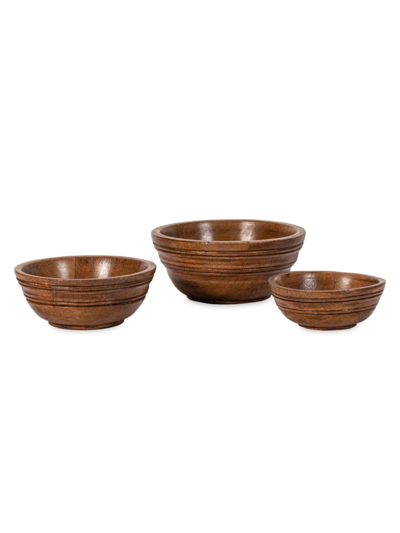 Juliska Bilbao 3-piece Wood Nesting Bowl Set In Brown