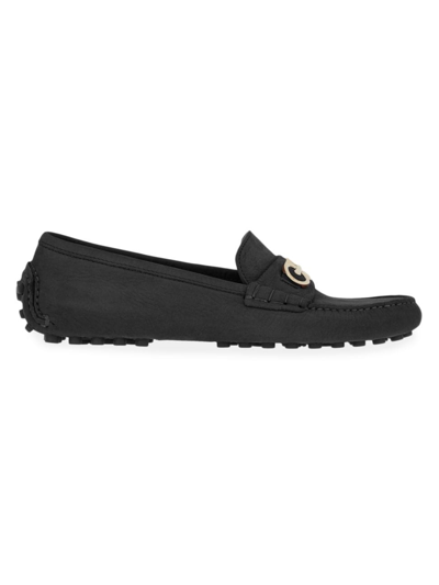Ferragamo Double Gancini Flat Loafers In Black
