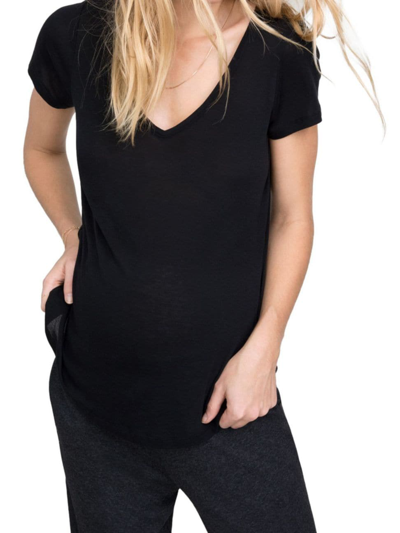 Hatch Women's The Maternity Fitted Vee T-shirt In Black