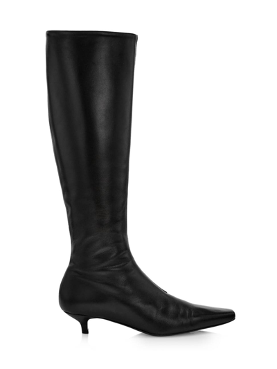 Totême + Net Sustain The Slim Leather And Suede Knee Boots In Black