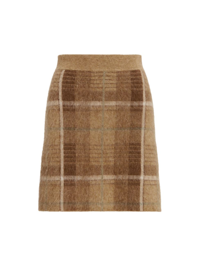 Polo Ralph Lauren Brown Checked Jacquard Miniskirt In Neutrals