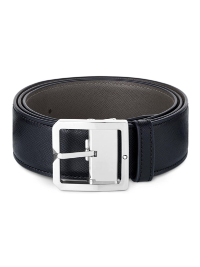 Montblanc Men's Pin Buckle Reversible Leather Belt In Black