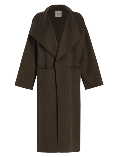 Totême + Net Sustain Oversized Wool And Cashmere-blend Coat In Chocolate