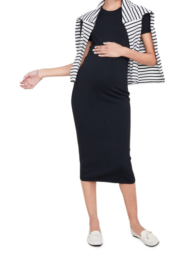 Hatch The Eliza Maternity Midi Dress In Black