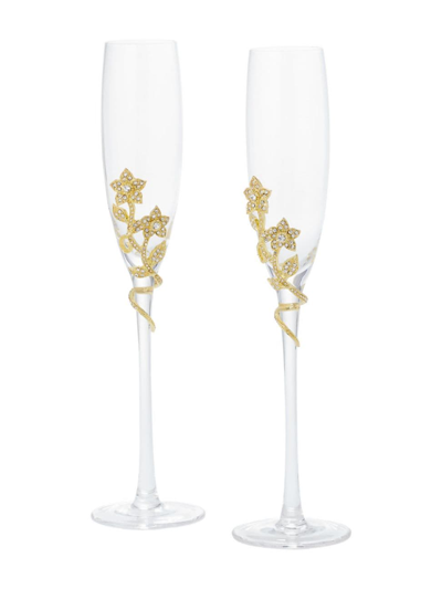 Olivia Riegel Flora 2-piece Champagne Flutes Set In Gold