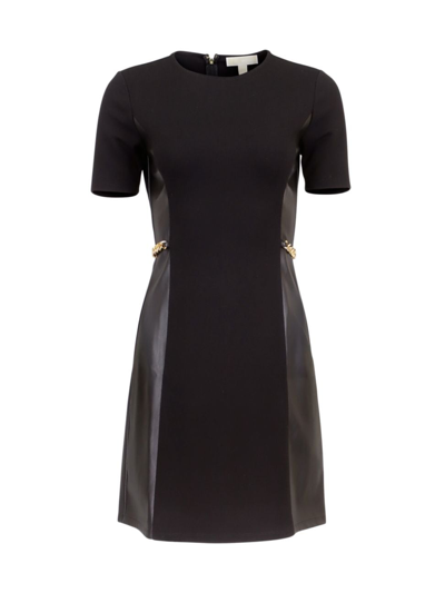 Michael Michael Kors Women's Faux-leather-trim Minidress In Black