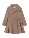 Reiss Sian - Camel Junior Wool Pleated Bow Coat, Age 8-9 Years