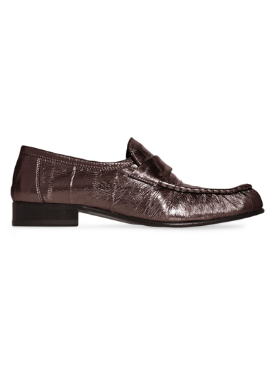 The Row Soft Leather Flat Loafers In Brown