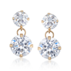 Ross-simons Cz Double Drop Earrings In 14kt Yellow Gold In Gold