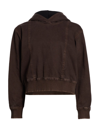 3.1 Phillip Lim Women's Distressed Denim Hoodie In Coffee