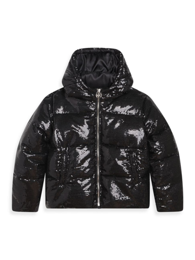 Michael Kors Kids' Little Girl's & Girl's Sequined Puffer Jacket In Black