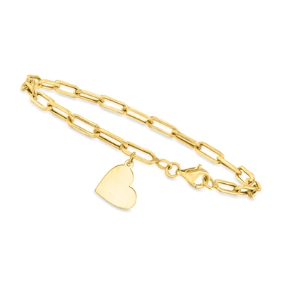 Canaria Fine Jewelry Canaria 10kt Yellow Gold Heart Charm Paper Clip Link Bracelet