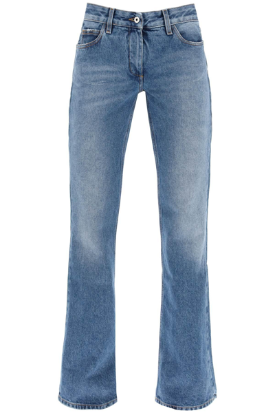 Off-white Flared Cropped Denim Jeans In Blue
