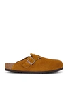 Birkenstock Boston Oiled Nubuck Leather Unisex Clogs In Cognac