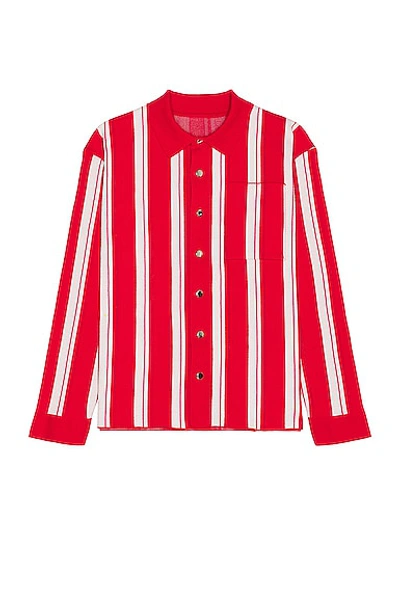 Jacquemus Red Le Chouchou 'la Chemise Maille Polo' Cardigan In 040 Multi-red