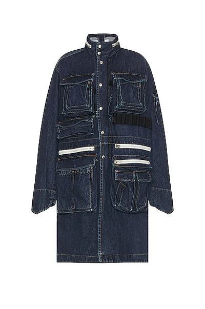 Sacai Denim Parka In Blue