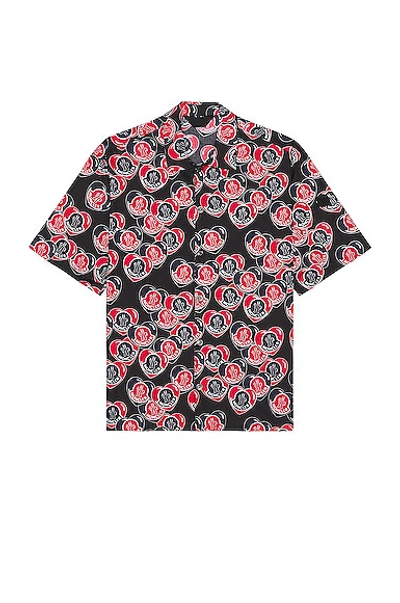 Moncler Heart Printed Cotton Poplin Shirt In Black