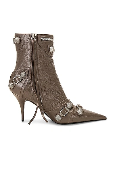 Balenciaga Cagole Bootie In Cold Brown & Silver