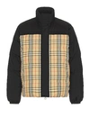 Burberry Checked Reversible Padded Jacket In Black