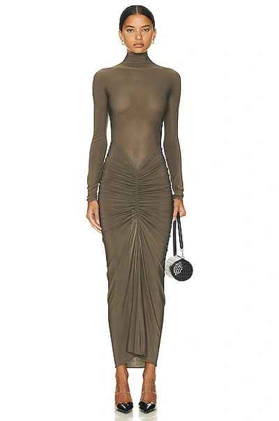 Alaa Brown Draped Jersey Maxi Dress | ModeSens