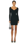 Alaïa Long Sleeve Mini Dress In Noir Alaia