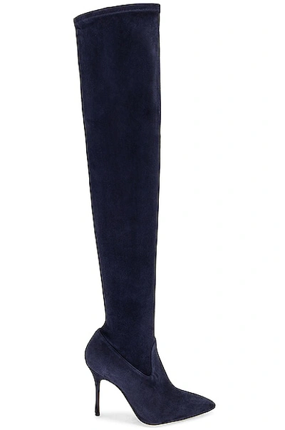 Manolo Blahnik Pascalarehi 105 Suede Boot In Navy