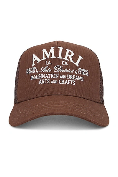 Amiri Brand-embroidered Cotton Trucker Cap In Brown