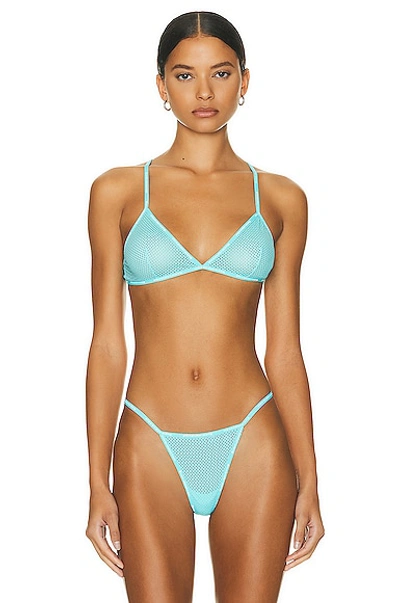 alexanderwang TRIANGLE BRA in RIBBED JERSEY BLUE PEARL - alexanderwang® CA