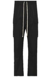 Rick Owens Black Porterville Cropped Cargo Pants In Black