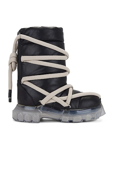 Rick Owens Lunar Tractor Leather Boots In Nero