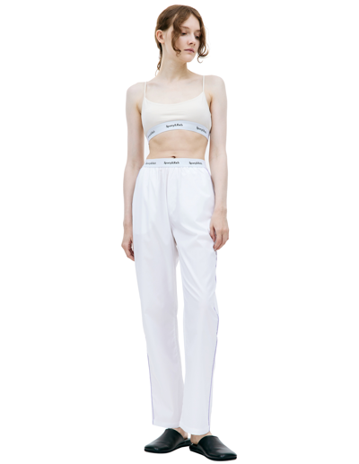 Sporty And Rich White Serif Pyjama Trousers