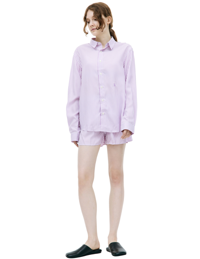 Sporty And Rich Src Logo-embroidered Striped Shirt In Purple