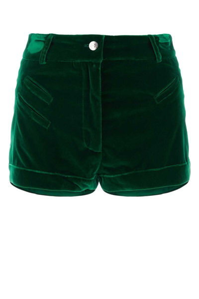 Etro 丝绒棉短裤 In Green