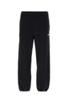Msgm Black Cotton Fleece Pants With Logo Print In Black