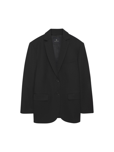 Anine Bing Quinn Single-breasted Wool Blazer In Black
