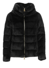 Herno Quilted Eco-fur Down Jacket In Black