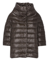 Herno Aminta Short Down Jacket In Grey Nylon In Brown