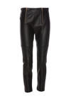 Pinko Zip-up Leather Cropped Trousers In Black