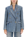 Zimmermann Luminosity Double Breasted Nonstretch Denim Blazer In Denim