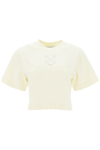 OFF-WHITE CROPPED T-SHIRT WITH ARROW MOTIF