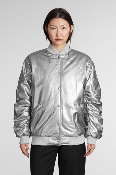 Iro Morel Casual Jacket In Silver Wool And Polyester