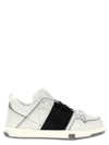 Valentino Open Skate Contrast-stripe Leather And Woven Low-top Trainers In White/black