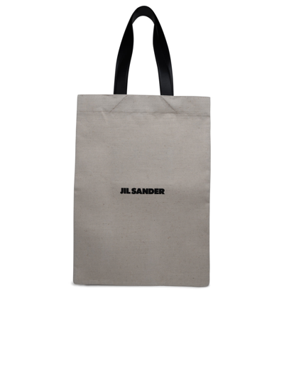 Jil Sander Leather-trimmed Canvas Tote In Neutral