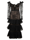 Giambattista Valli Chantilly Lace Off-the-shoulder Dress In Black