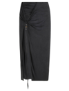 Jacquemus Pareo Croissant Buckle Slit Long Skirt In Black