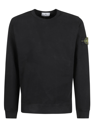 Stone Island Logo-patch Cotton Sweatshirt In Black