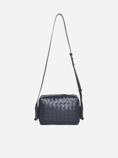 Bottega Veneta Loop Intrecciato Leather Bag In Navy