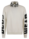 Gcds Logo Wool Blend Knit Turtleneck In Off White