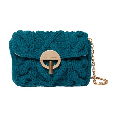 Vanessa Bruno Nano Moon Bag In Wool In Bleu_canard